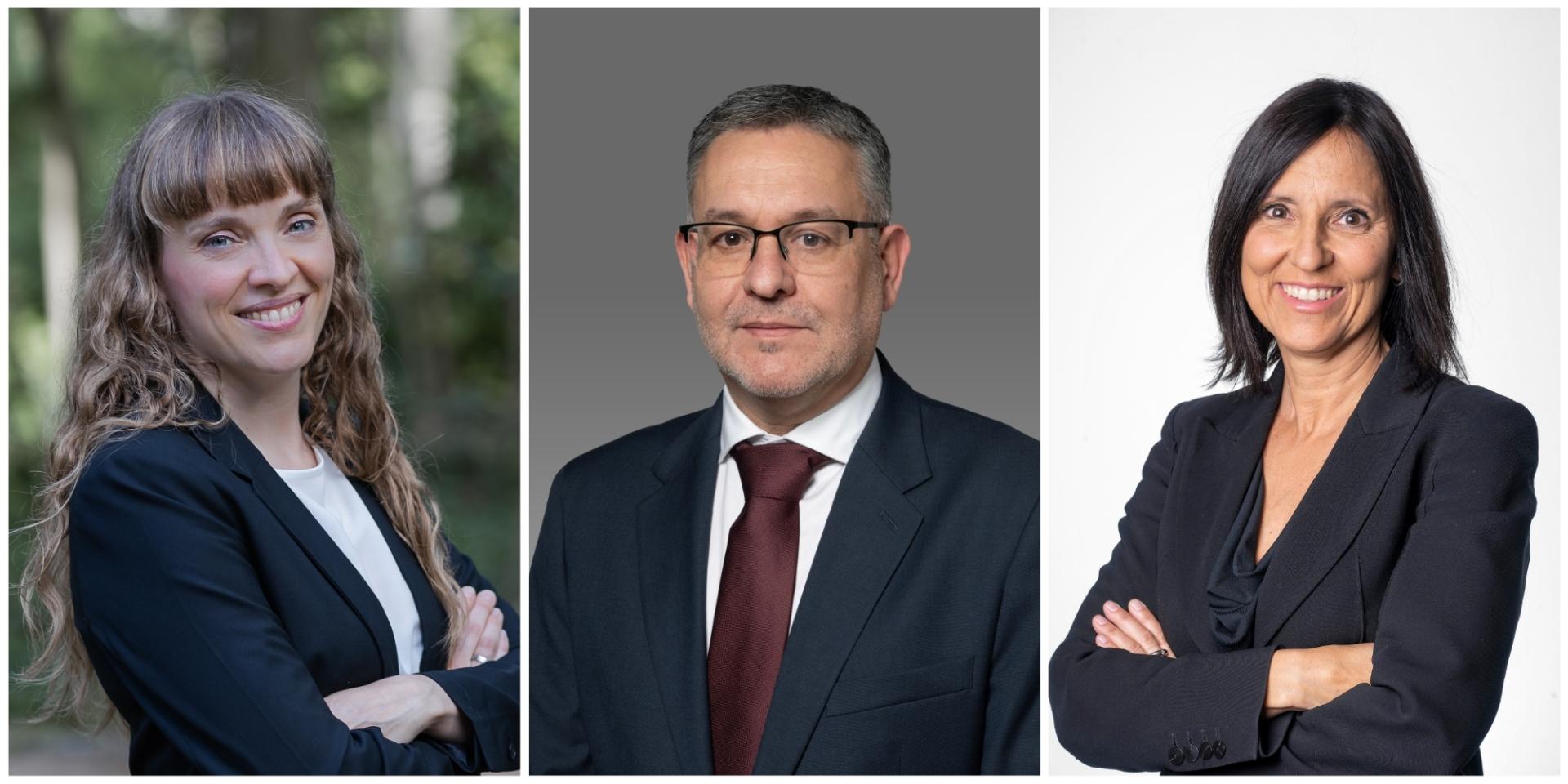 Isabel Vicente de Vera (CAT), el consejero Juan Luis García, y Eva Gómara (CEIN)A: CEDIDA
