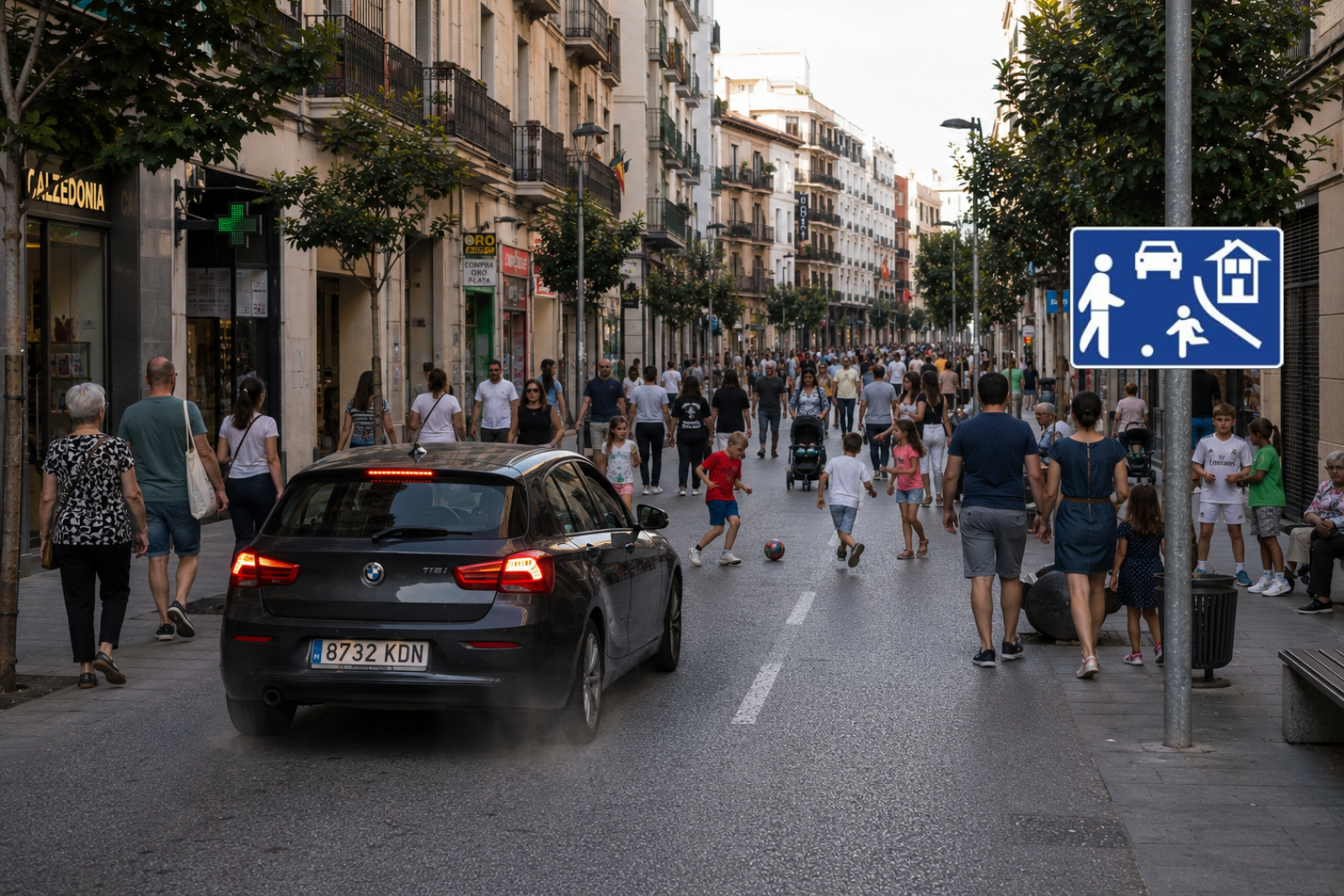 La señal S-28 indica el comienzo de una calle residencial, donde la prioridad es peatonal y la velocidad máxima es de 20 km/h