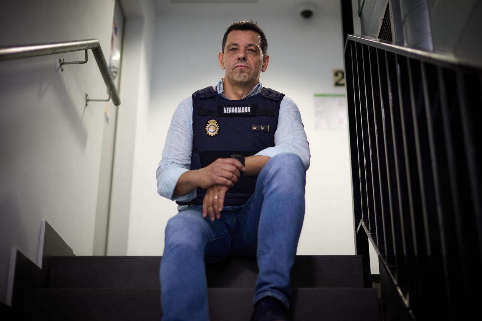 El negociador de la Policía Nacional David González Moreno (Lerín, 1973), en la Jefatura Superior en la calle General Chinchilla de Pamplona.