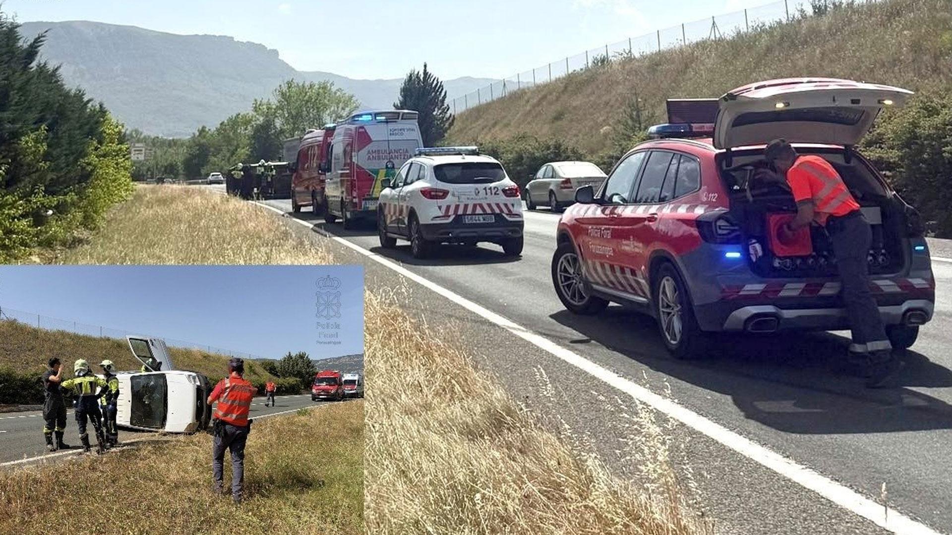 Bomberos, Policía Foral y personal de emergencias han tenido que atender a la herida en un accidente ocurrido este martes en Arbizu