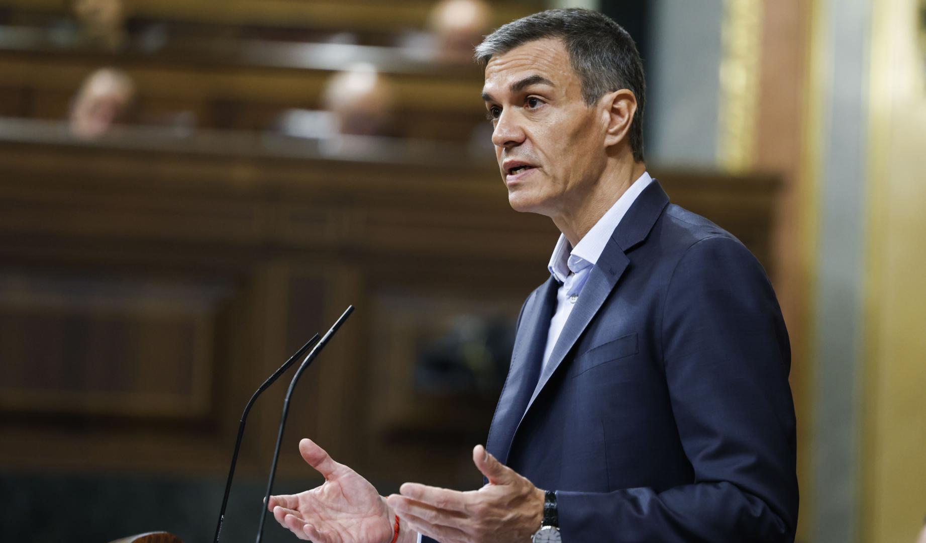 El presidente del Gobierno, Pedro Sánchez interviene en la sesión de control al Gobierno en el Congreso de los Diputados celebrada este miércoles