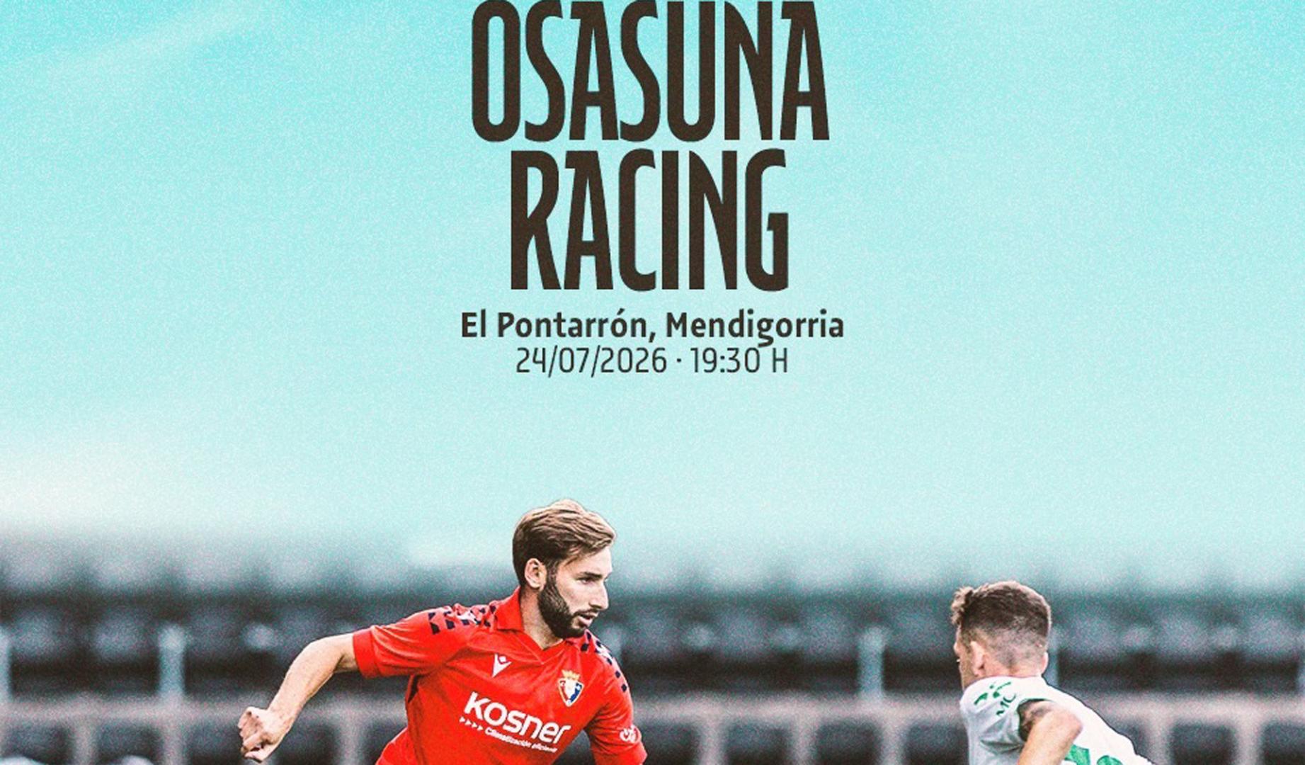 Osasuna disputará ante el Racing un amistoso de pretemporada