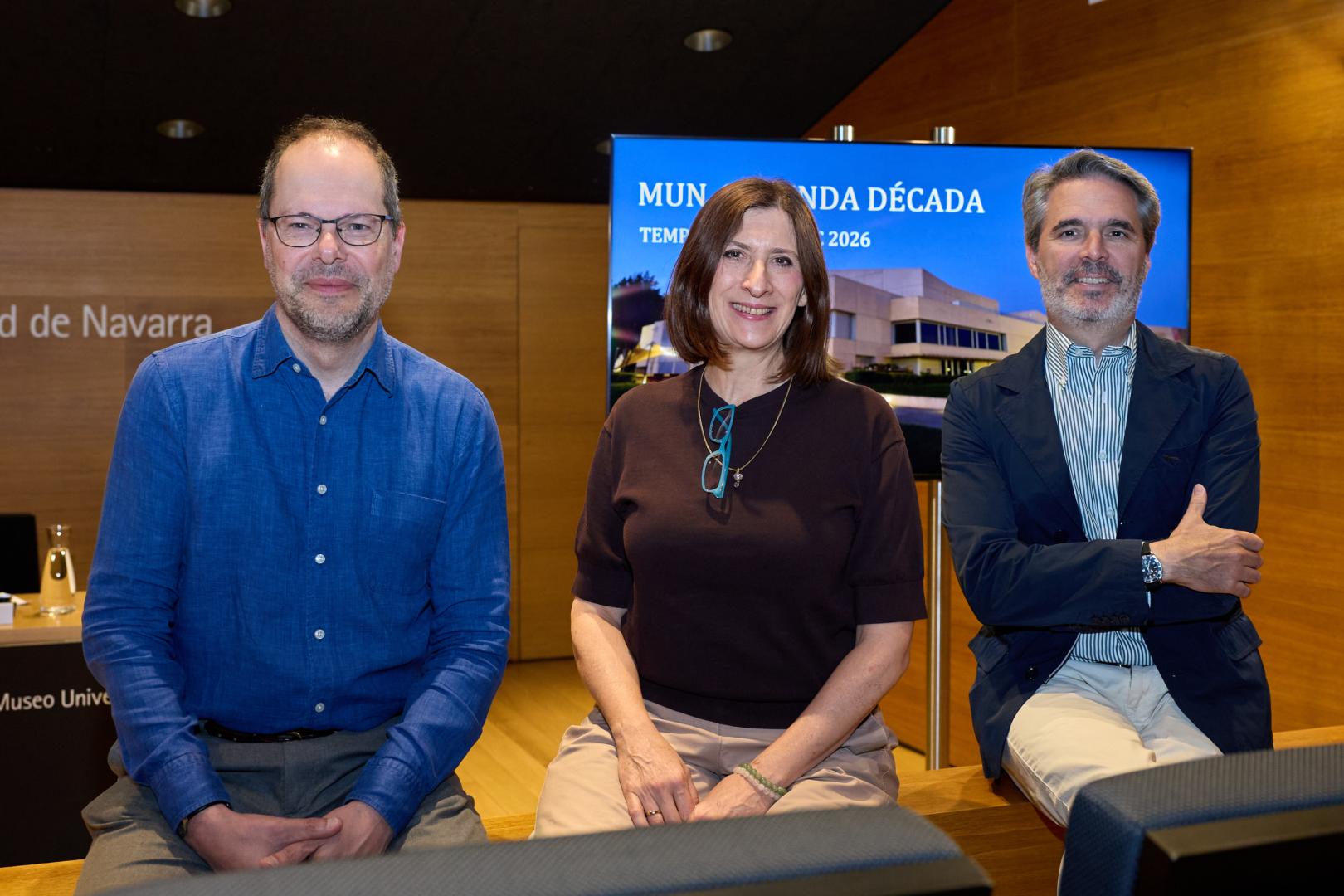 Gabriel Pérez-Barreiro, Teresa Lasheras y Jaime García del Barrio, en la presentación de las nuevas líneas del MUN.