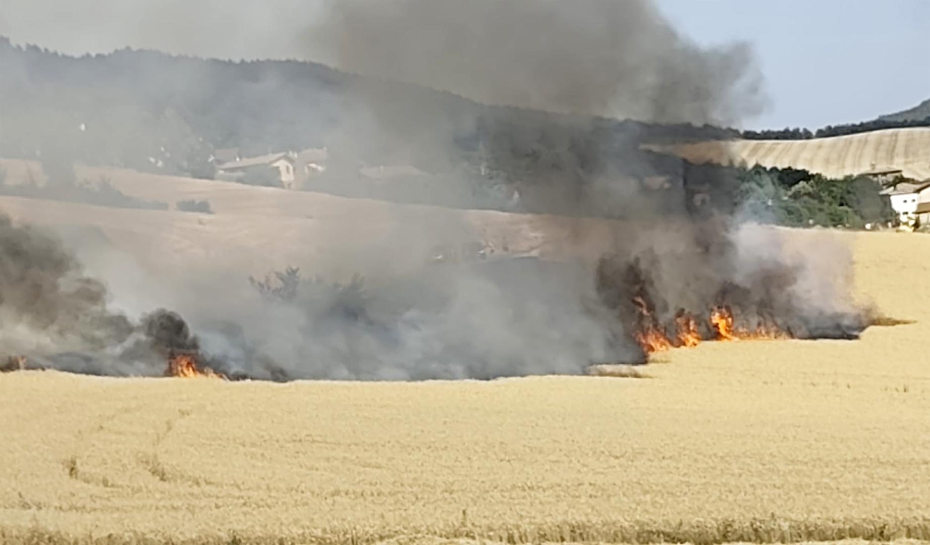 Las llamas comenzaron en un terreno de cereal en el que se estaban realizando labores.