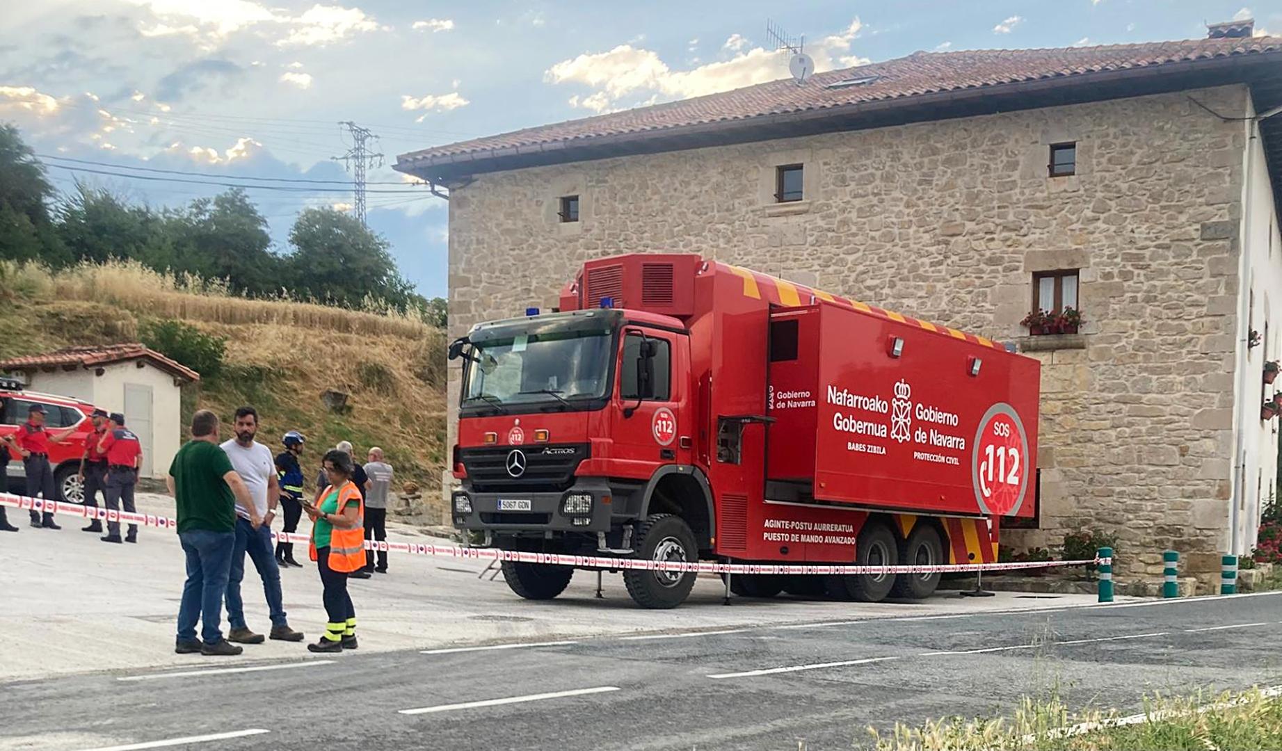 Puesto de Mando Avanzado del incendio establecido en Unzu