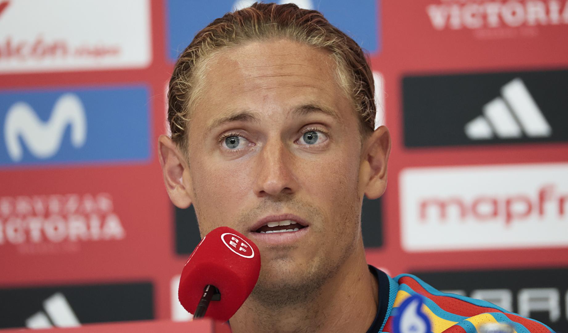 Marcos Llorente, durante la rueda de prensa tras el entrenamiento del equipo este lunes 29 de junio en Chattanooga