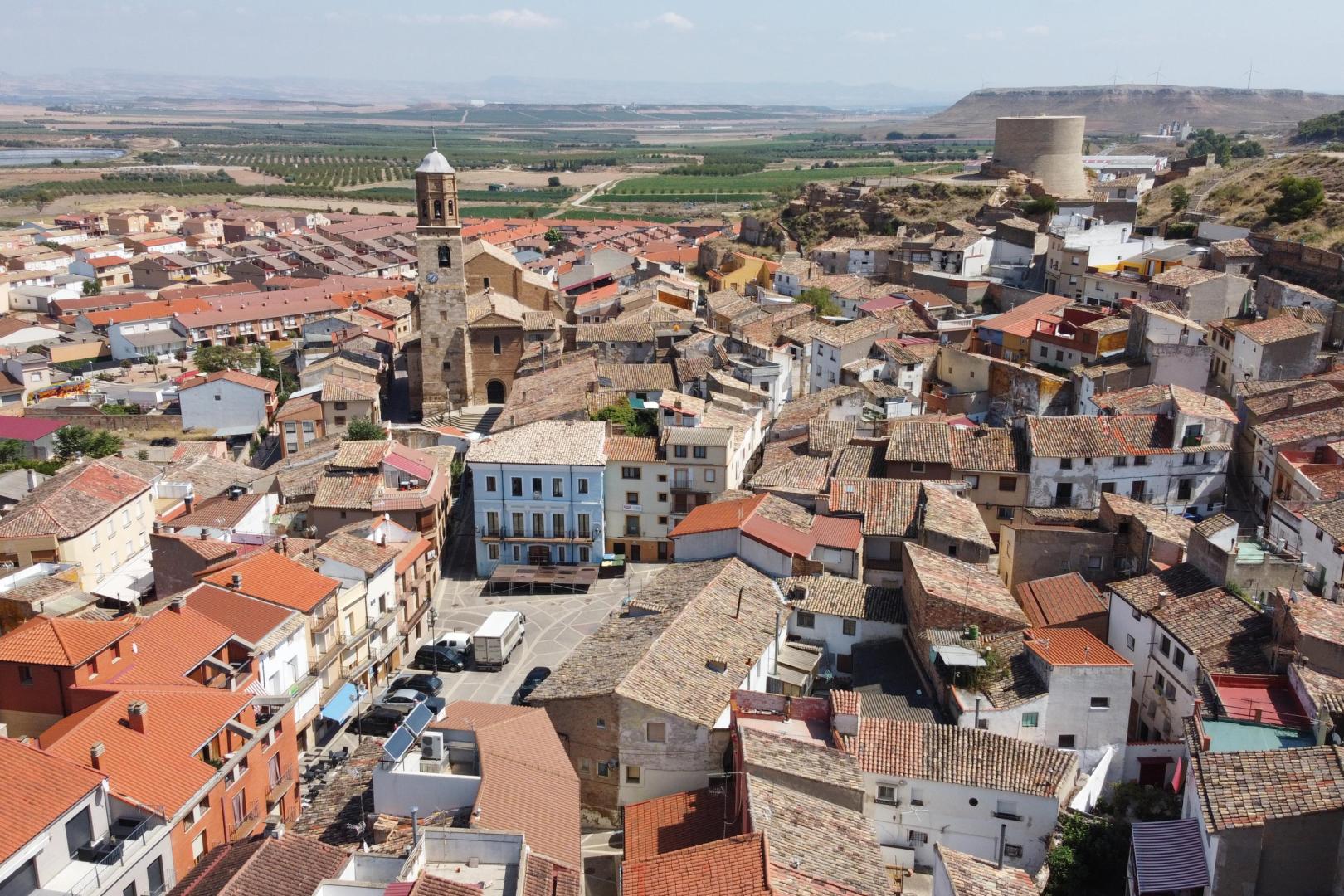 Imagen aérea del casco urbano de Ablitas