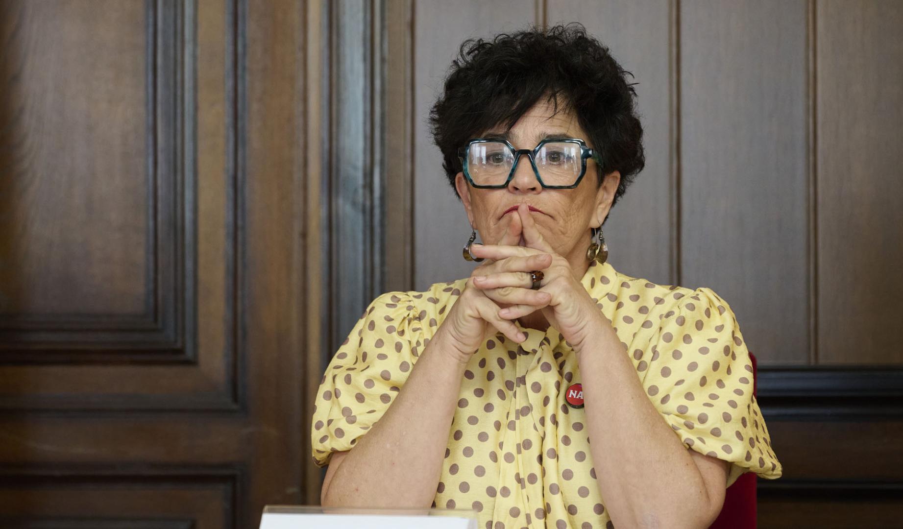 La consejera de Interior, Función Pública y Justicia, Inma Jurío, durante la presentación del dispositivo policial de los Sanfermines.