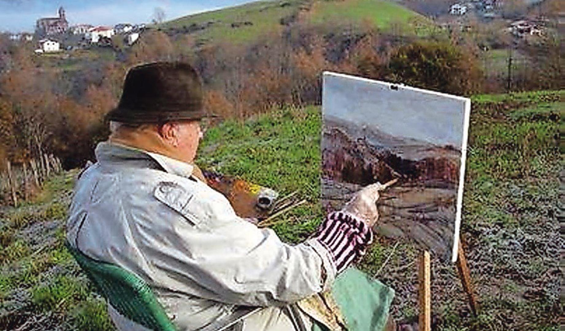 Elías Garralda pintando