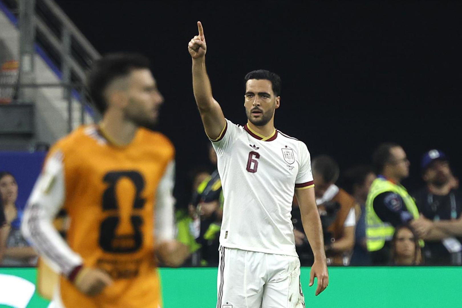 Merino celebra su gol ante Portugal