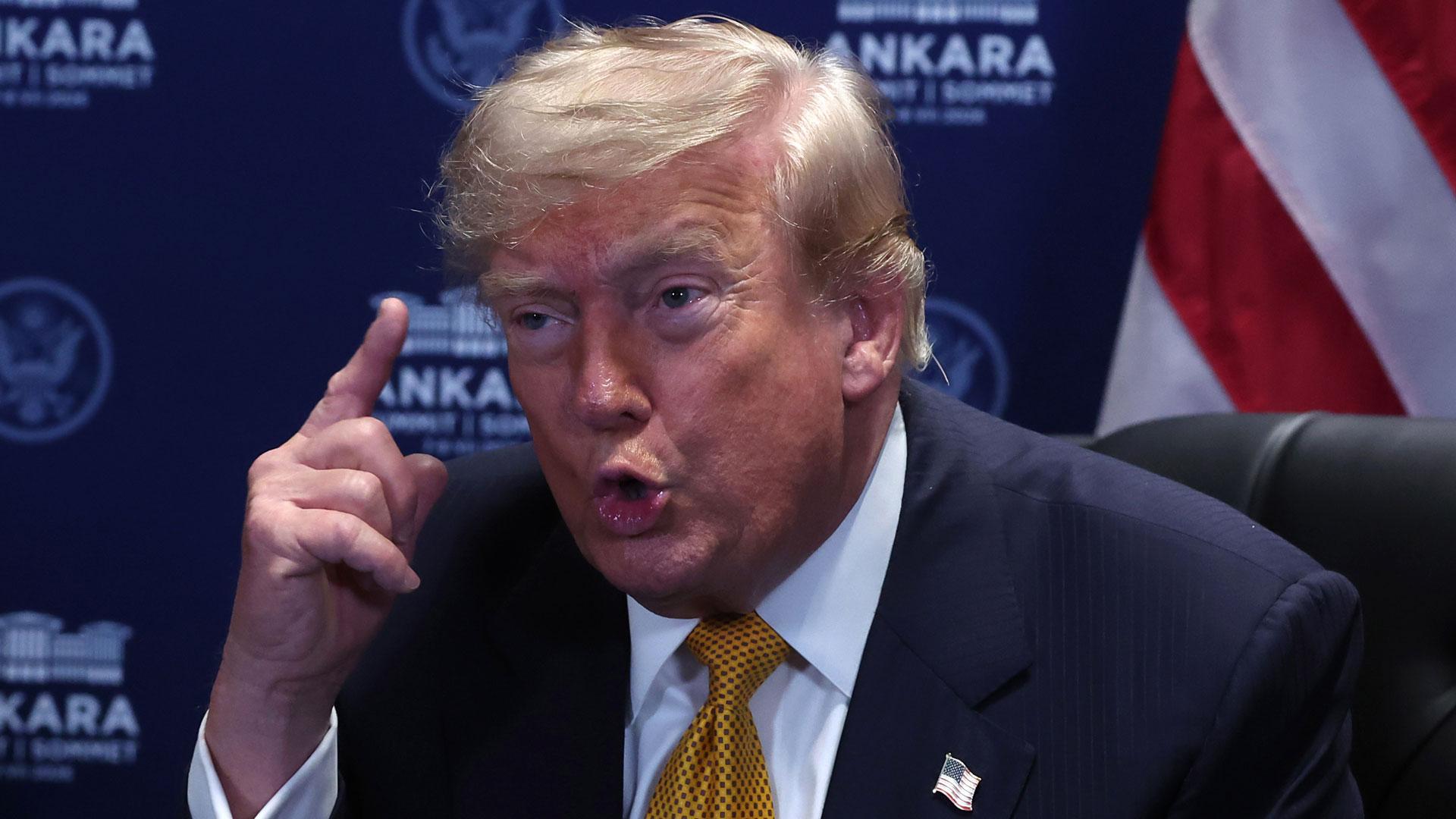 El presidente estadounidense, Donald Trump, durante su intervención al inicio de la segunda jornada de la cumbre de líderes de la OTAN en Ankara