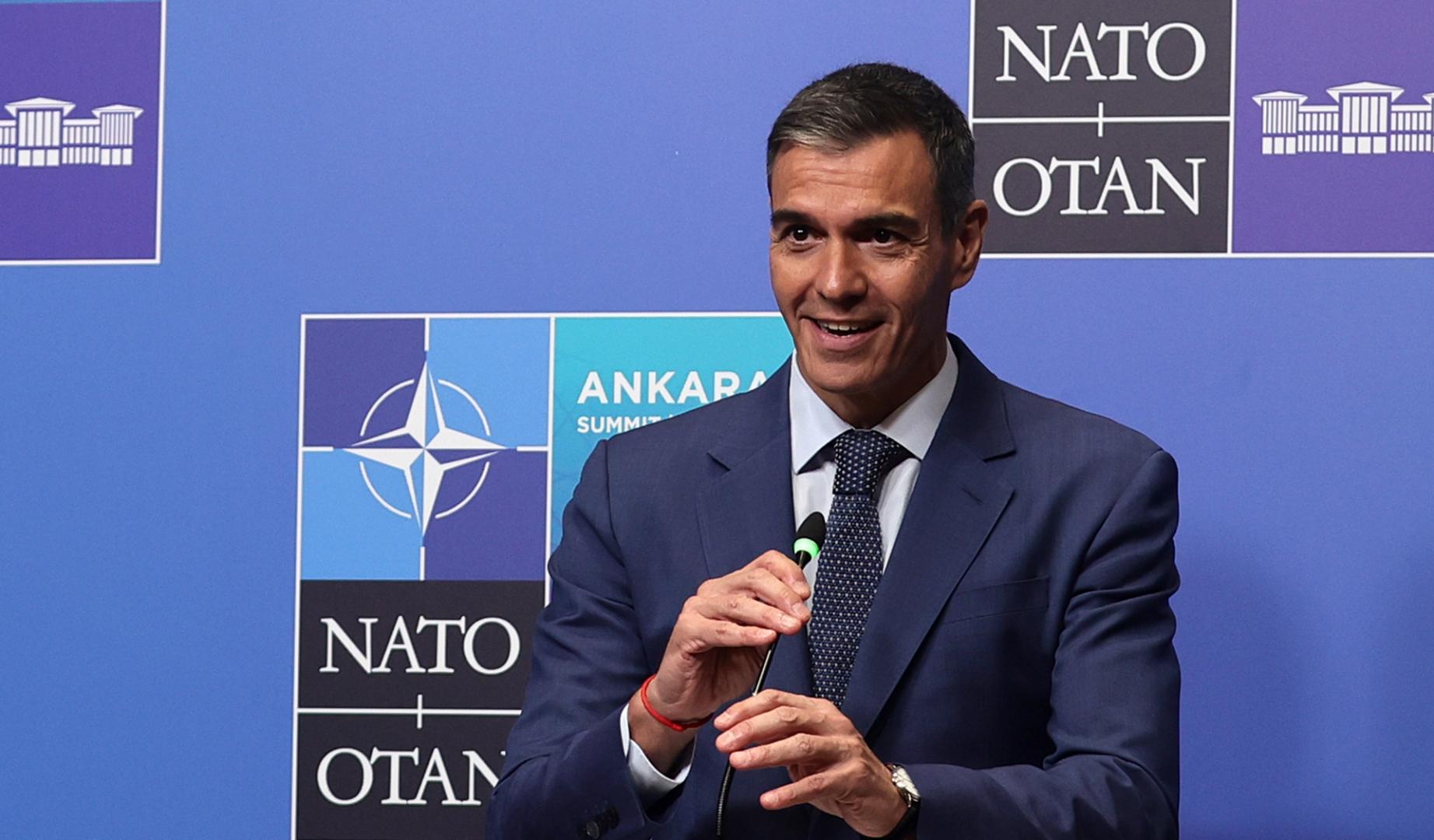Pedro Sánchez en la rueda de prensa al término de la cumbre de la OTAN en Ankara