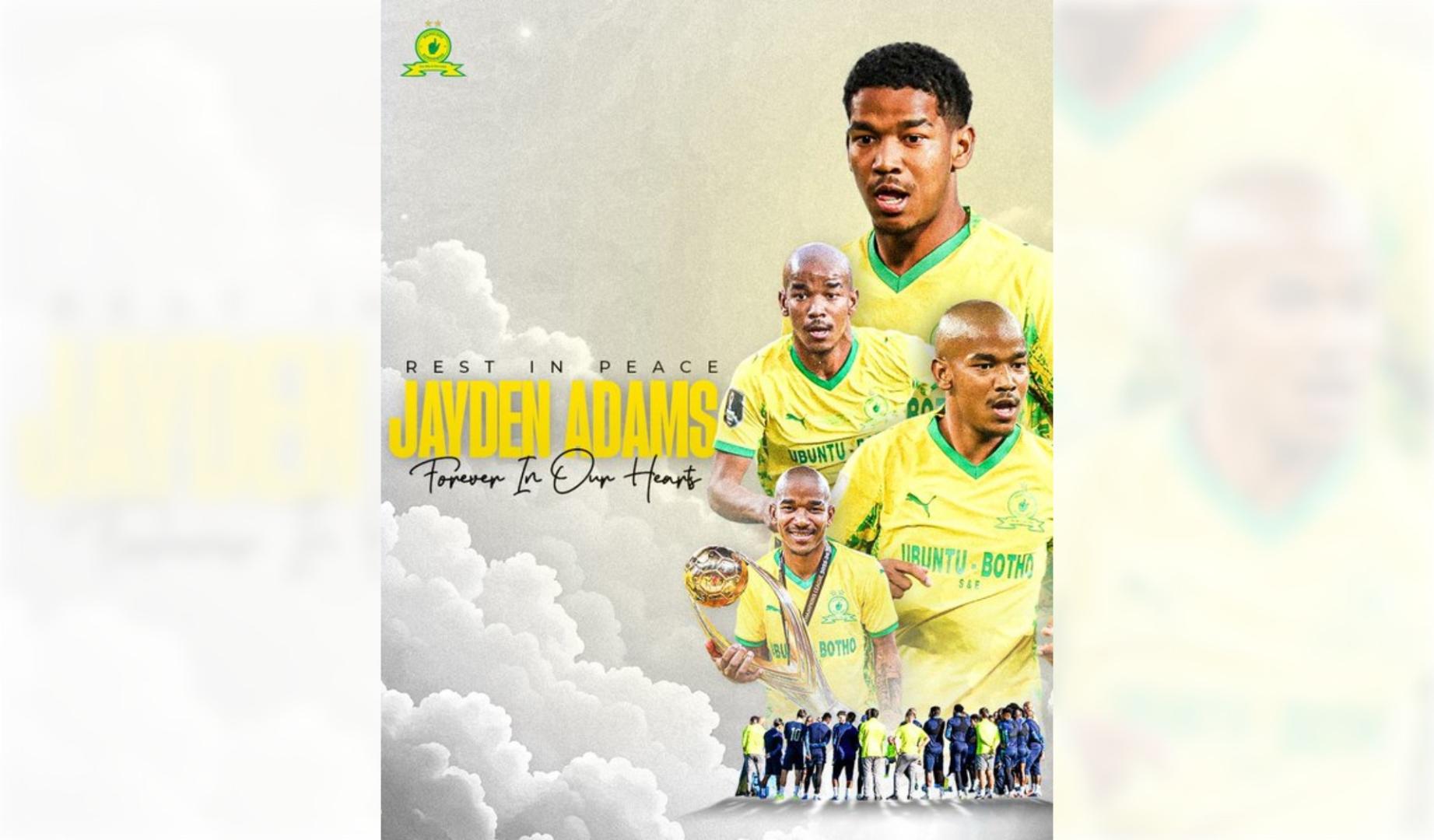 Imagen publicada en redes sociales por el Mamelodi Sundowns FC, club en el que militaba Jayden Adams