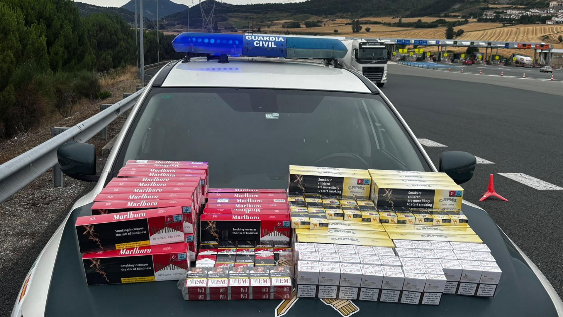 Cajetillas de tabaco de contrabando intervenidas por la Guardia Civil de Navarra cuyo valor de mercado supera los 3.600 euros