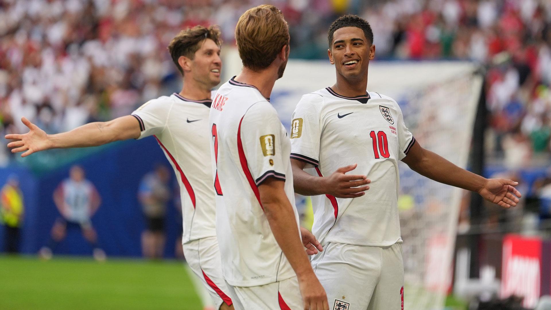 Jude Bellingham celebra un gol en el partido de cuartos de final del Mundial de la FIFA 2026 entre Noruega e Inglaterra