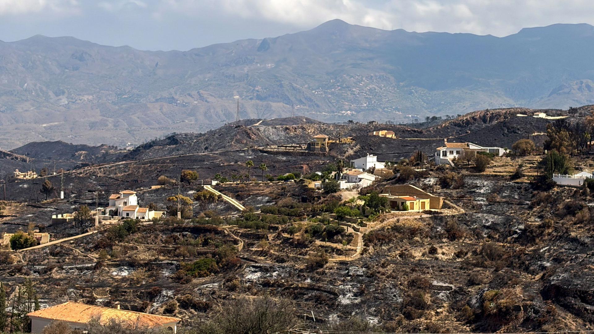 Vista de los daños causados por el incendio declarado en Los Gallardos