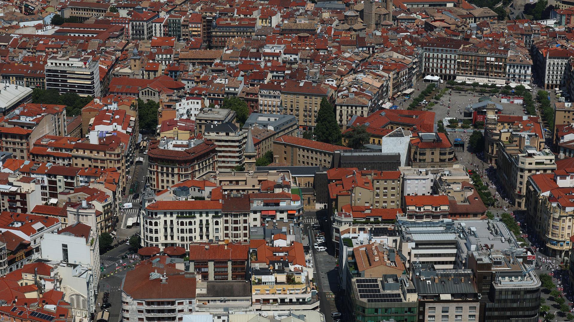 Vista aérea del centro de Pamplona