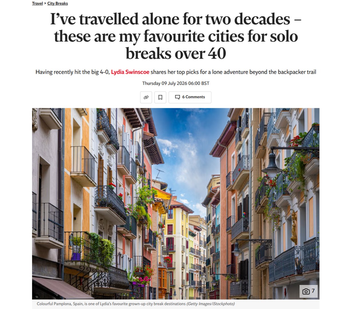 The Independent ilustra el reportaje con una foto de Pamplona
