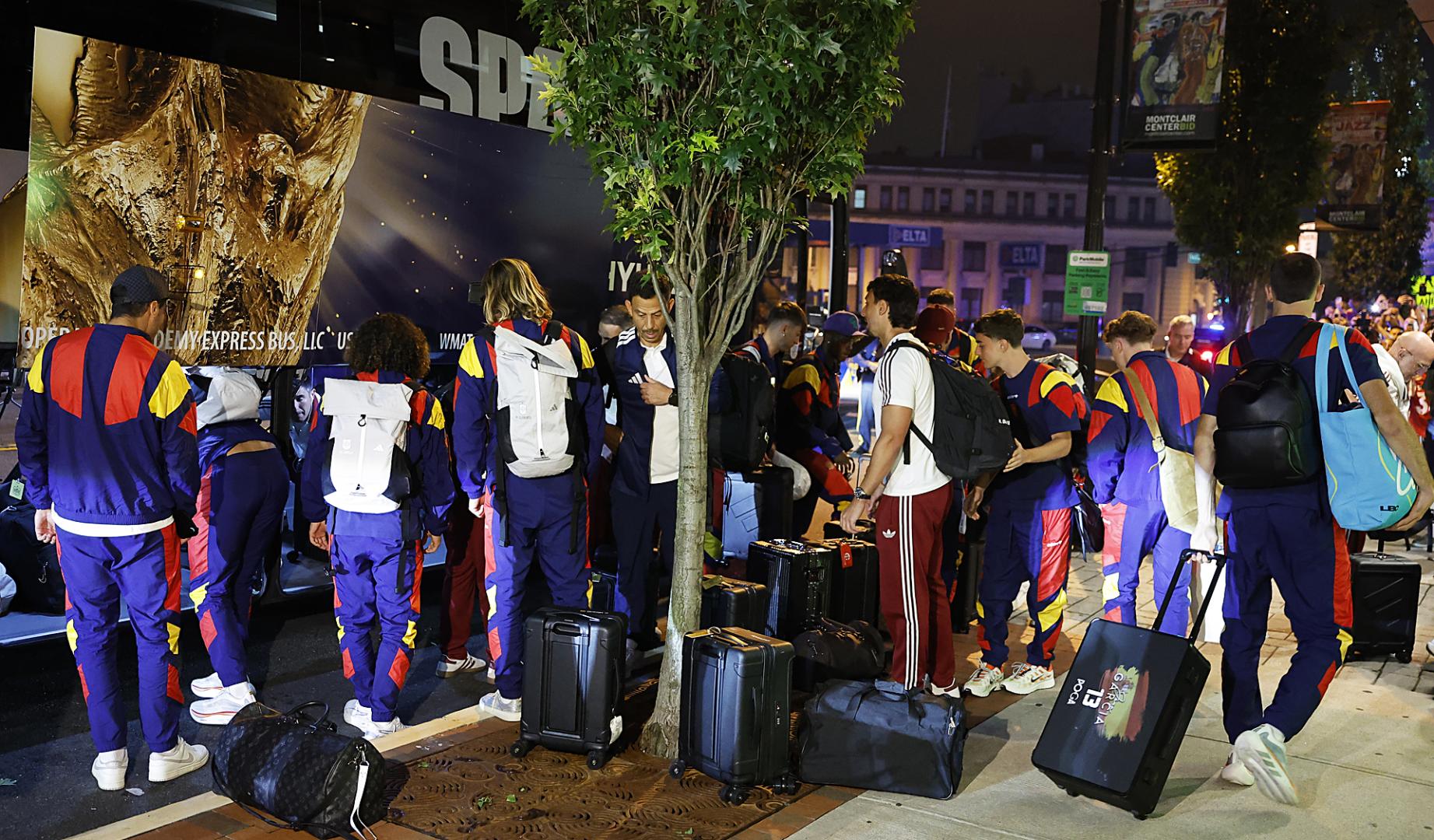 Los jugadores de España llegan al hotel de concentración en Nueva York (Estados Unidos)