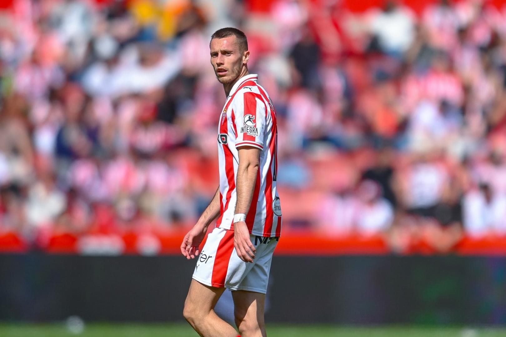 Dubasin, en un partido anterior con el Sporting de Gijón