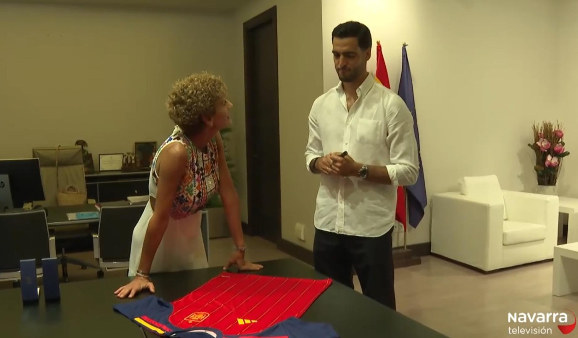 María Chivite junto a Mikel Merino en el Palacio de Navarra