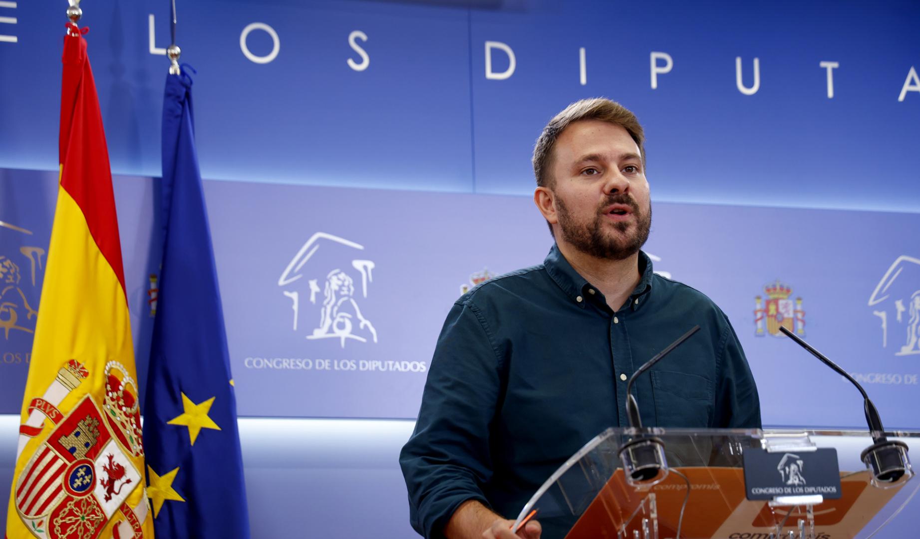 Alberto Ibáñez, portavoz de Compromís y diputado de Sumar, este martes en el Congreso