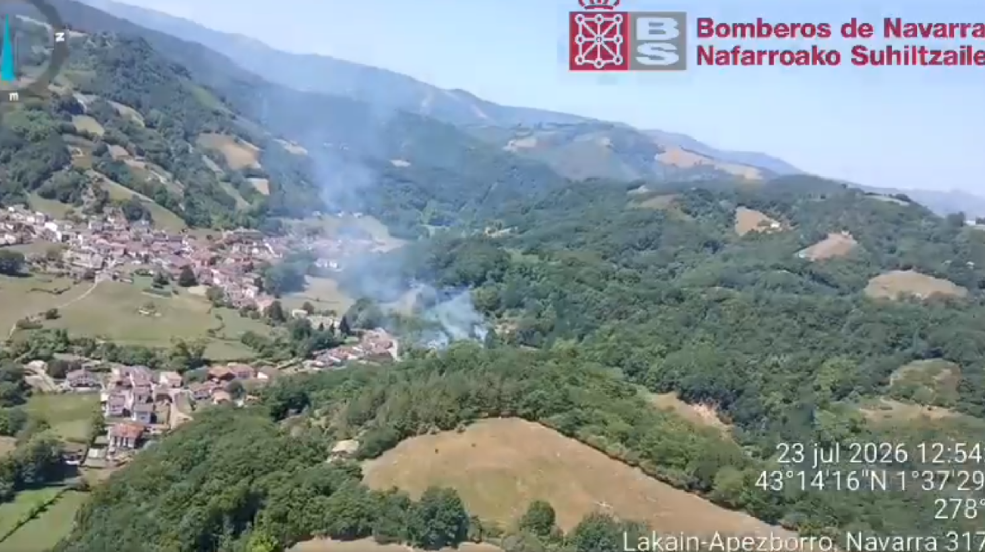 Ubicación exacta del incendio desde vista aérea