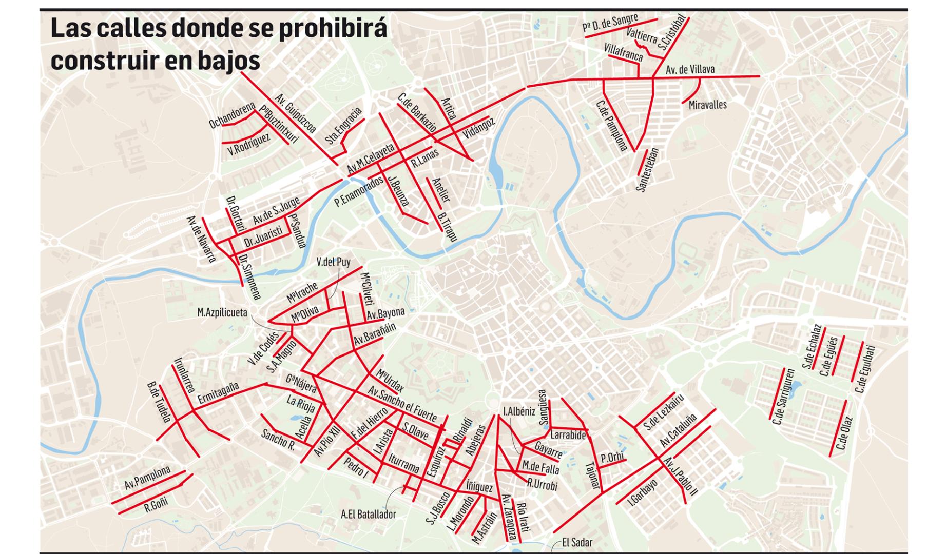 Las calles donde se prohibirá construir en bajos