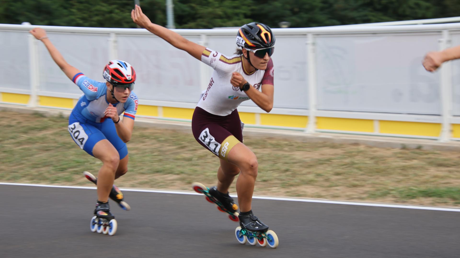 La júnior navarra Uxue Sola, durante la final en la que se ha colgado su segunda medalla de plata en este Europeo