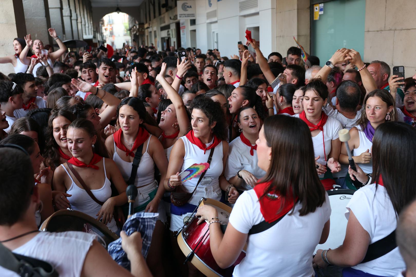 Alegría y cánticos durante la Subida a la Salve el año pasado en Tafalla