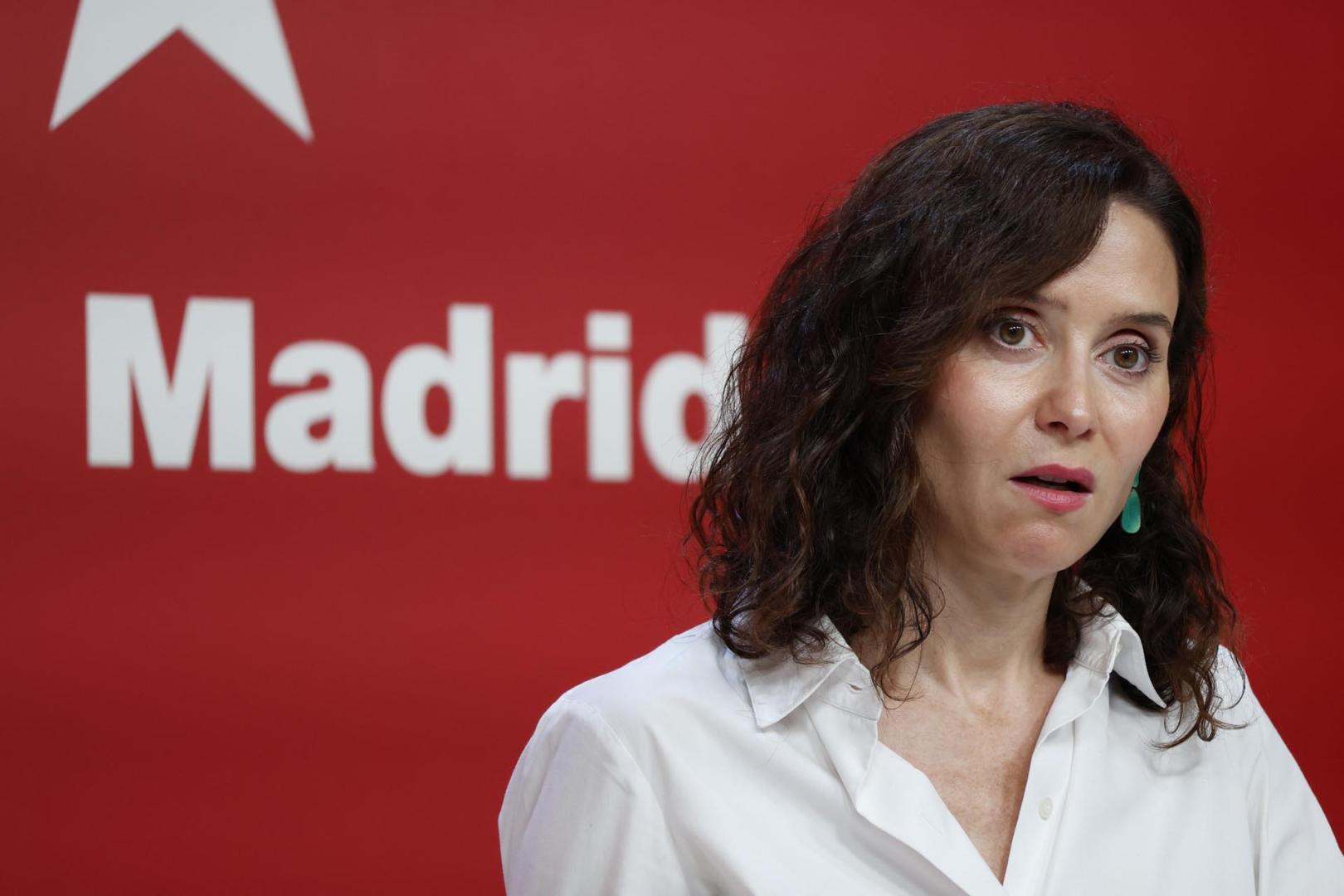 La presidenta de la Comunidad de Madrid, Isabel Díaz Ayuso, durante la rueda de prensa ofrecida el miércoles 29 de julio