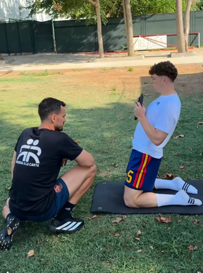 El joven ex de Osasuna, en uno de los ejercicios