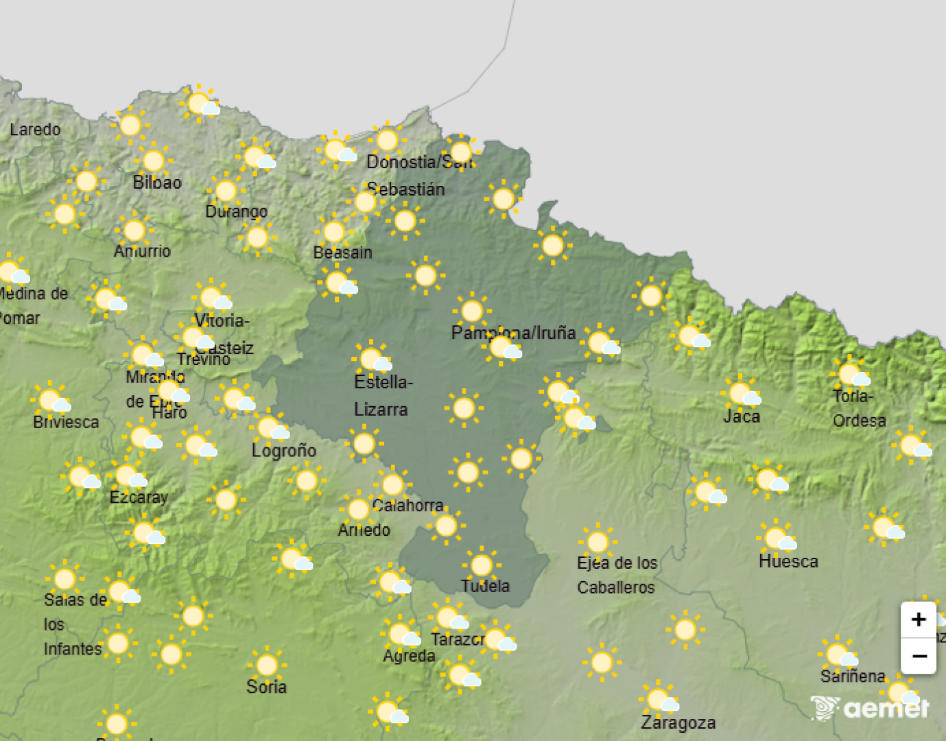Predicción de AEMET para la tarde-noche del 12 de agosto