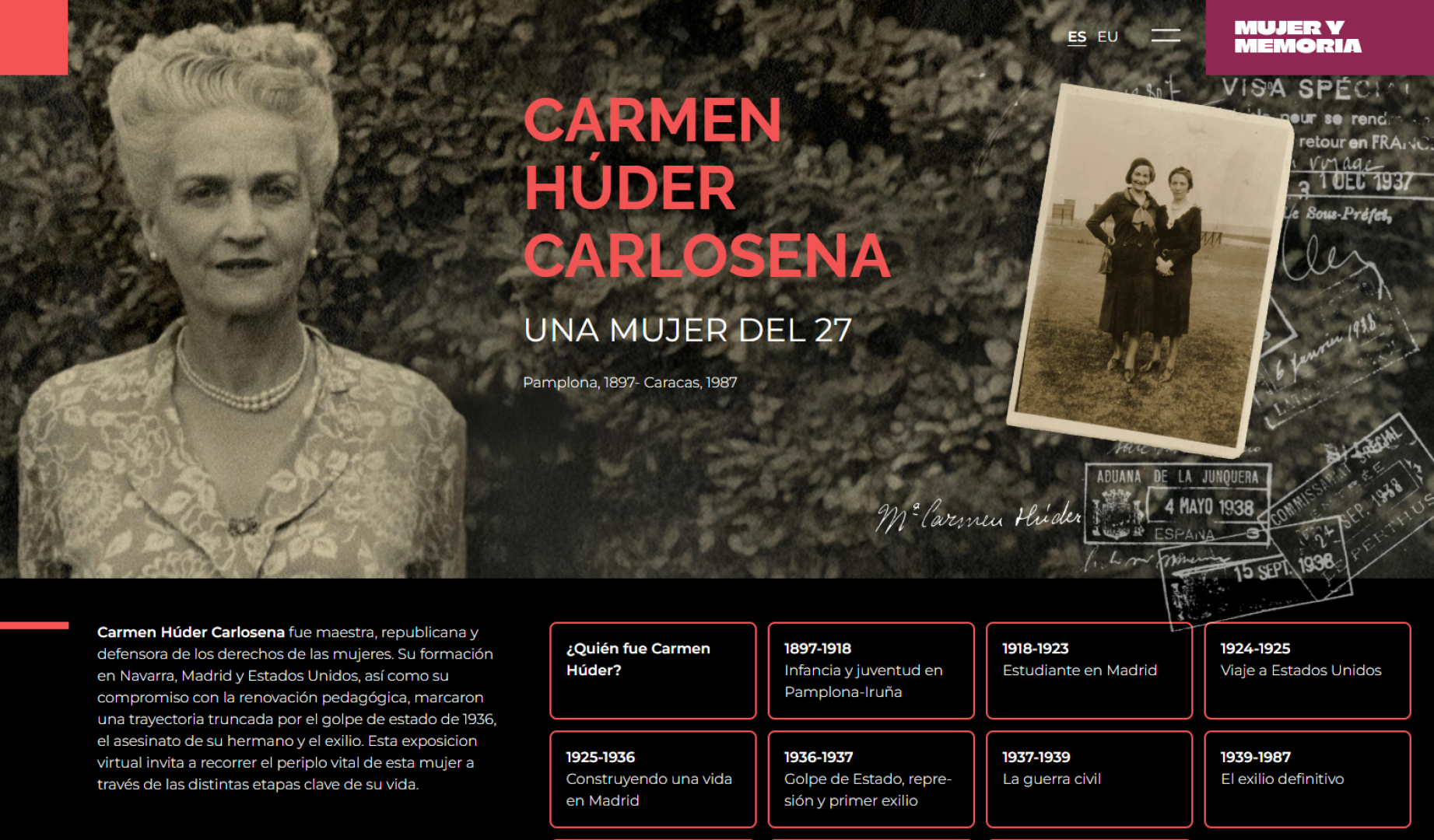 Portada de la exposición virtual sobre Carmen Huder