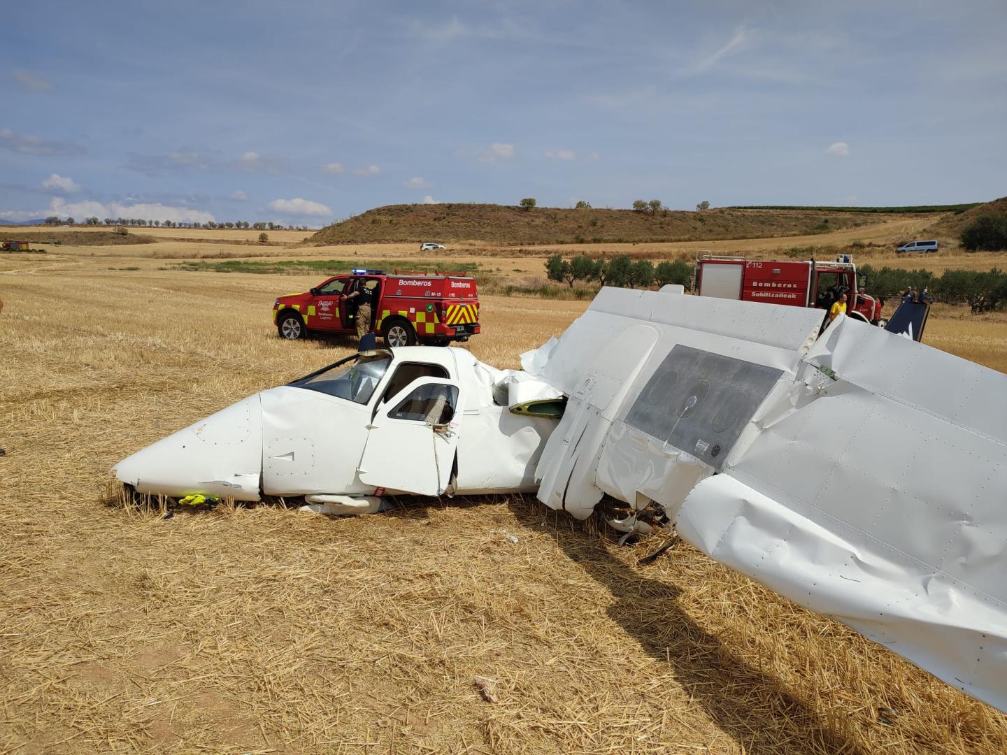 Estado en el que ha quedado la avioneta siniestrada