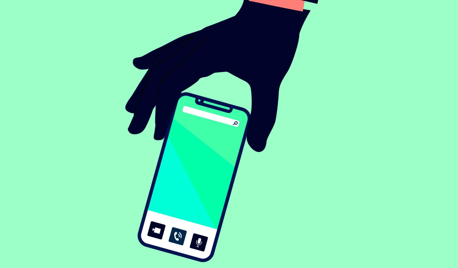 Ilustración del robo de un teléfono móvil