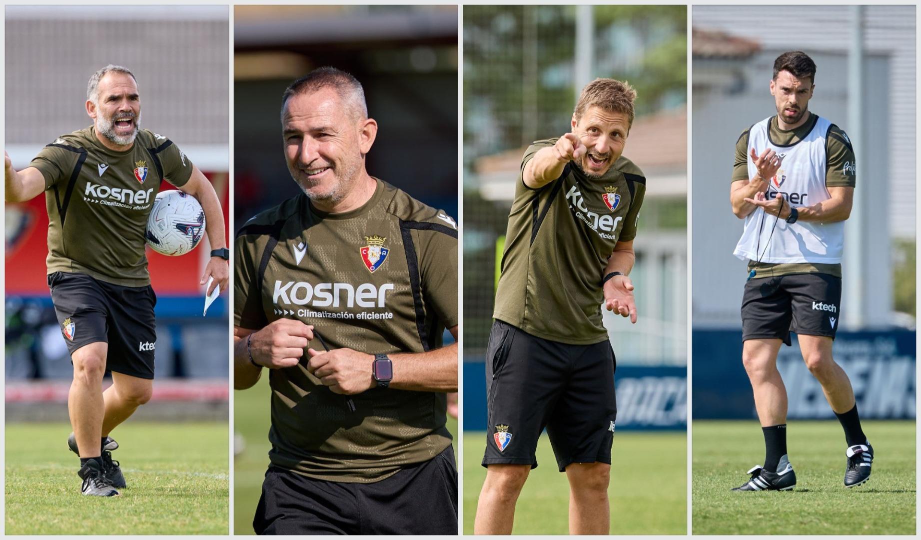 De izquierda a derecha, José Manuel Gil (segundo entrenador), Miguel Ángel Fernández (preparador físico), Iván Madroño (asistente) y José 'Pepe' Fajardo (analista)