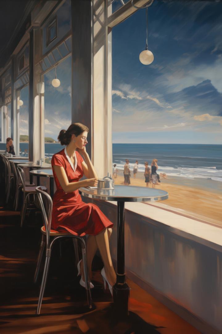'La chica que contempla' es un cuadro de autor desconocido, al estilo del pintor Edward Hooper.