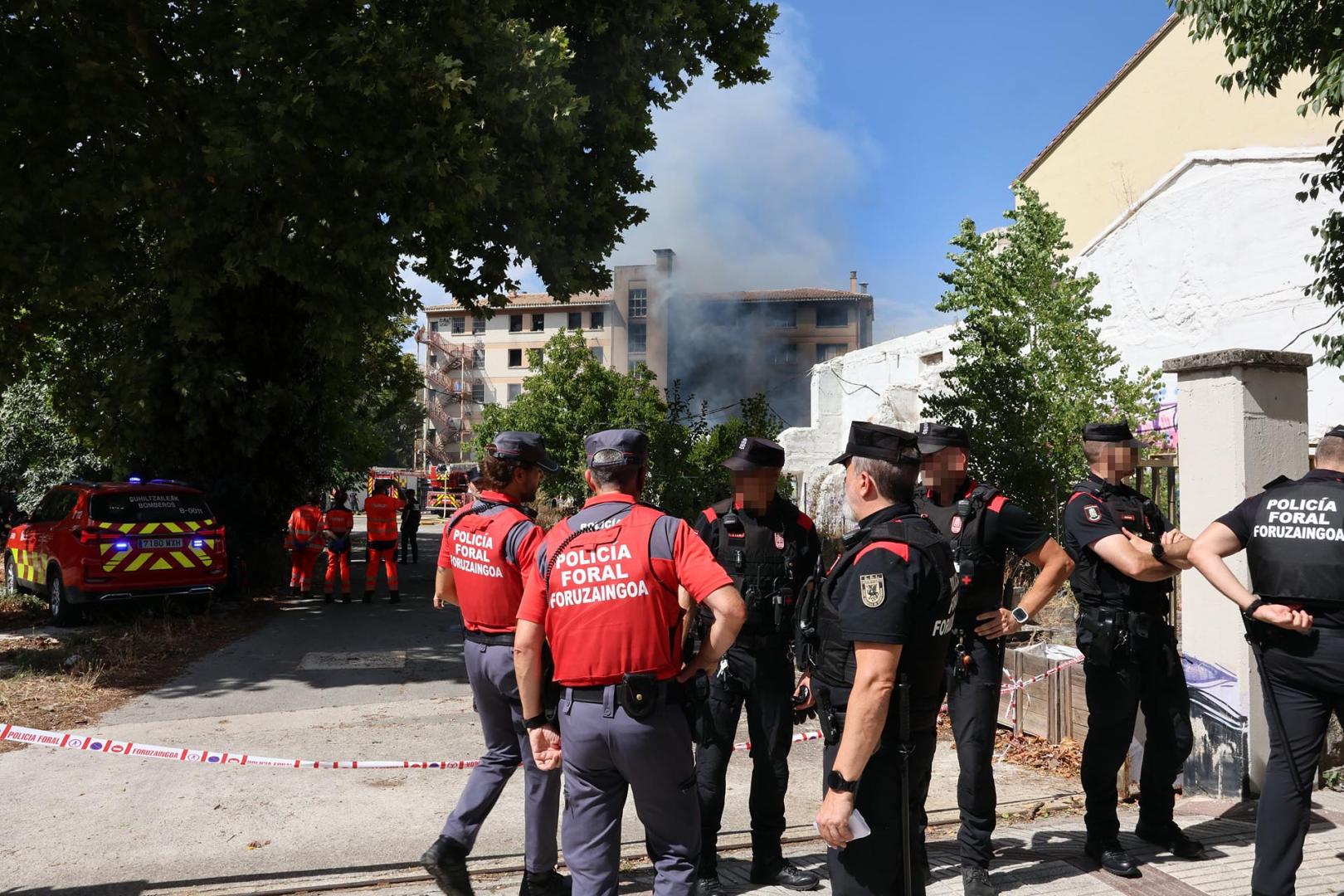 Foto del incendio en la antigua ikastola de Jaso
