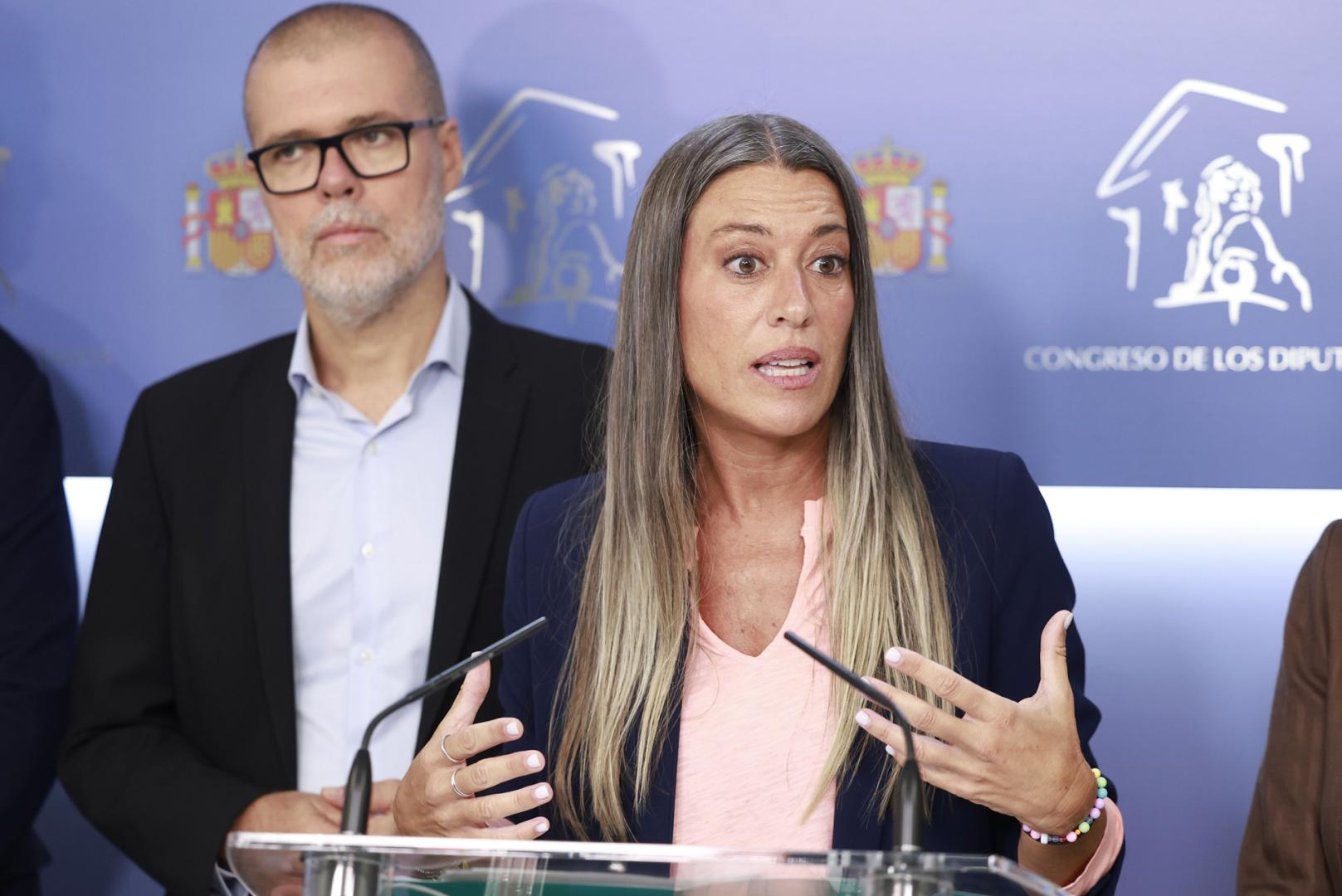 La portavoz de Junts en el Congreso, Miriam Nogueras, en la rueda de prensa ofrecida este miércoles