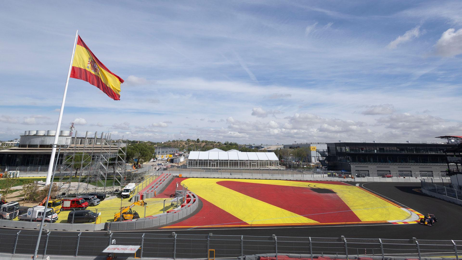 Una de las curvas del trazado de 'Madring', circuito completamente nuevo que el próximo 11 al 13 de septiembre acogerá el Gran Premio de España de Fórmula 1