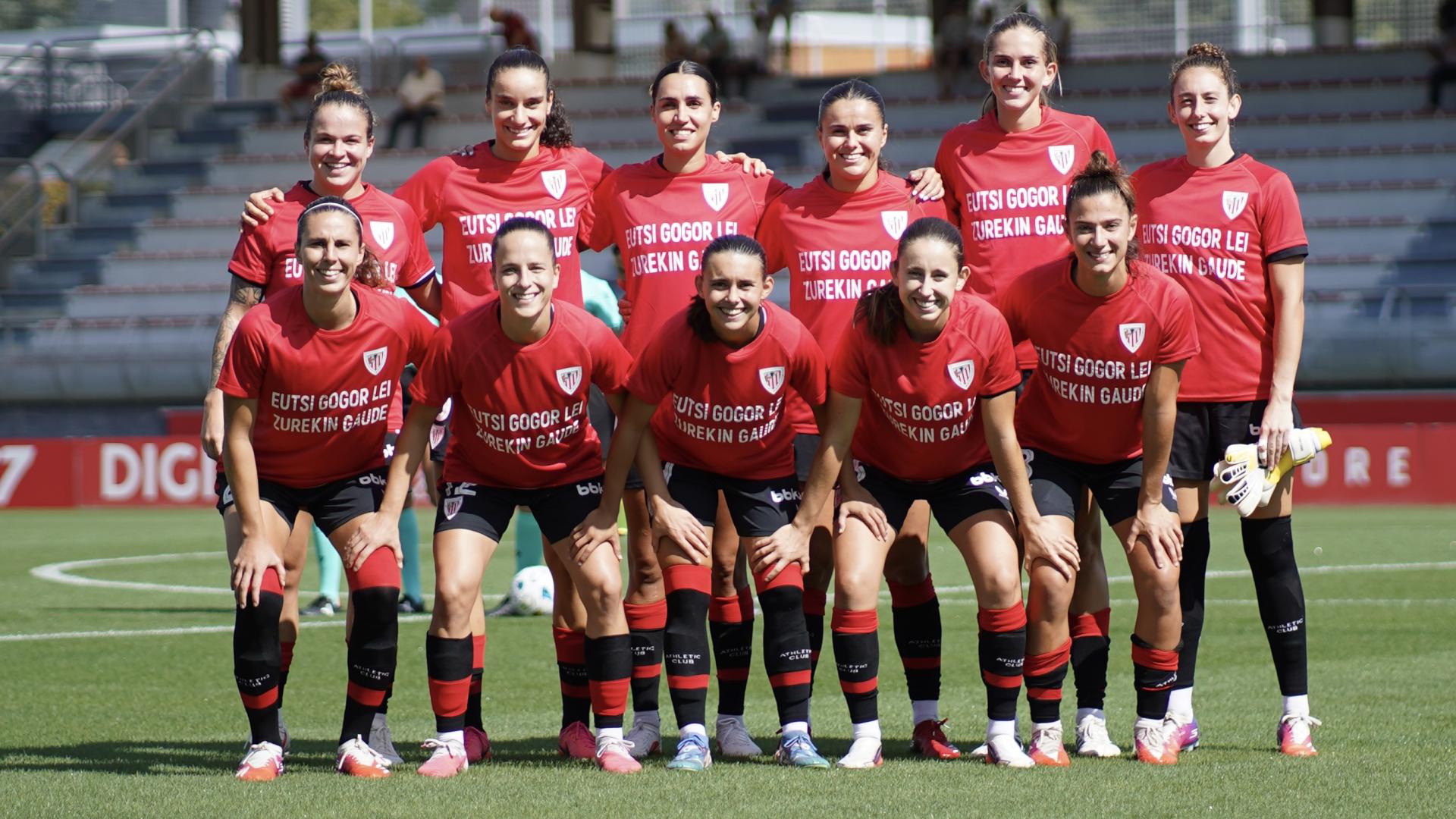 El once titular del Athletic con las navarras Maite Valero, Garazi Facila, Maitane Vilariño y Patri Zugasti
