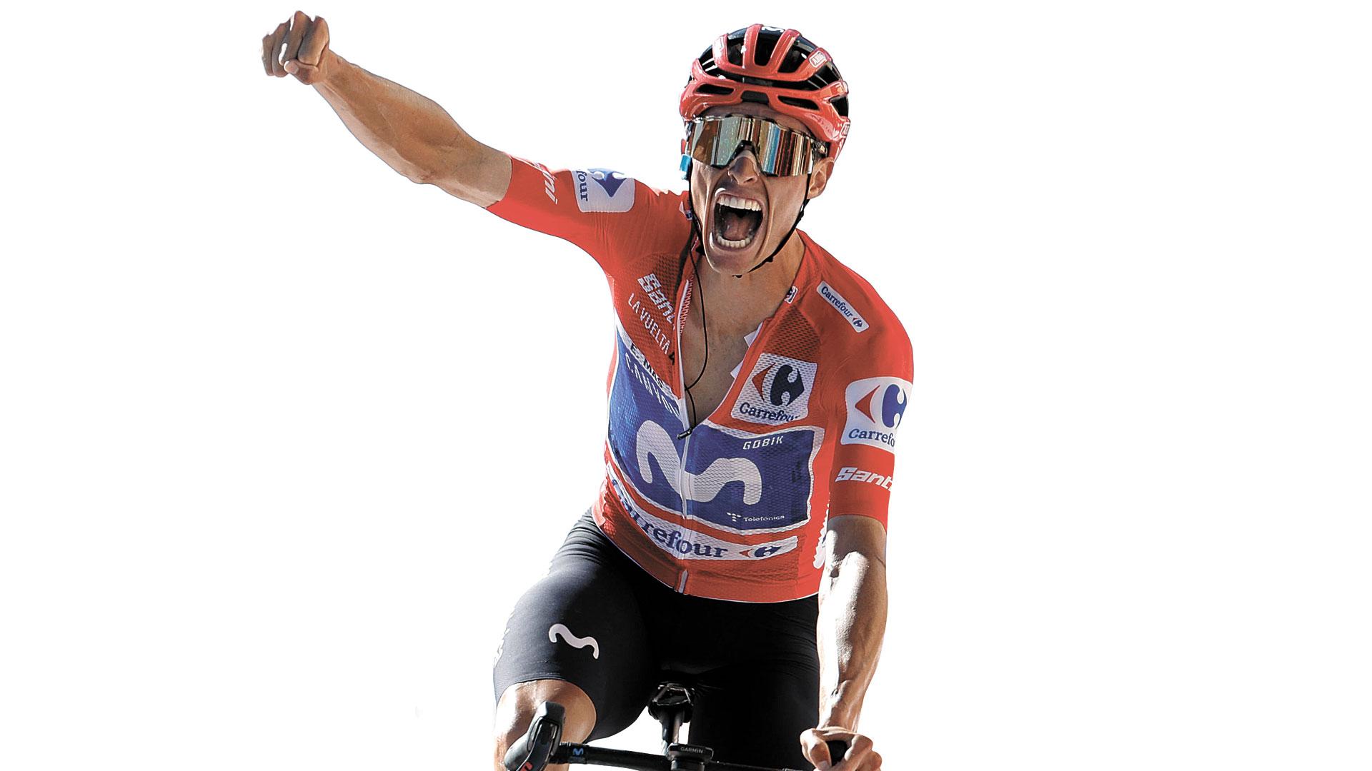 Enric Mas celebra su victoria tras la novena etapa de La Vuelta a España, este domingo en Aitana