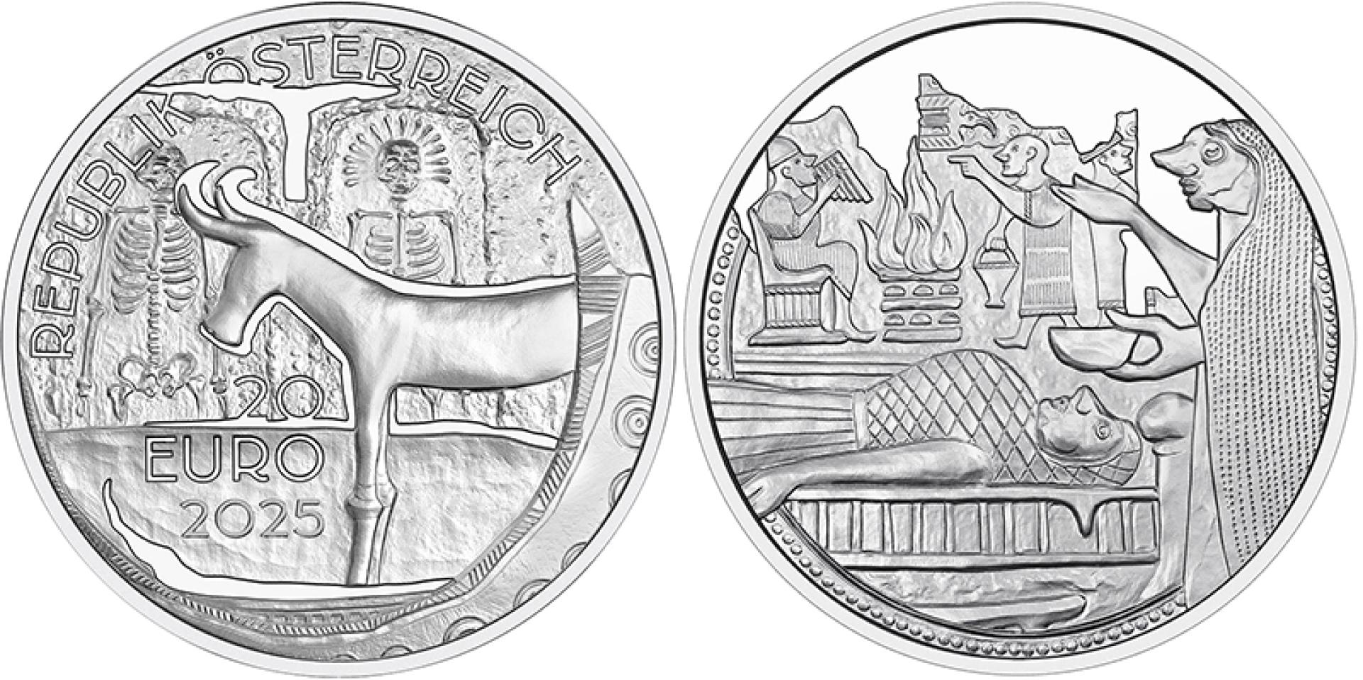 Moneda de plata 20 euro, “Beliefs and Rituals—White Gold of Hallstatt”