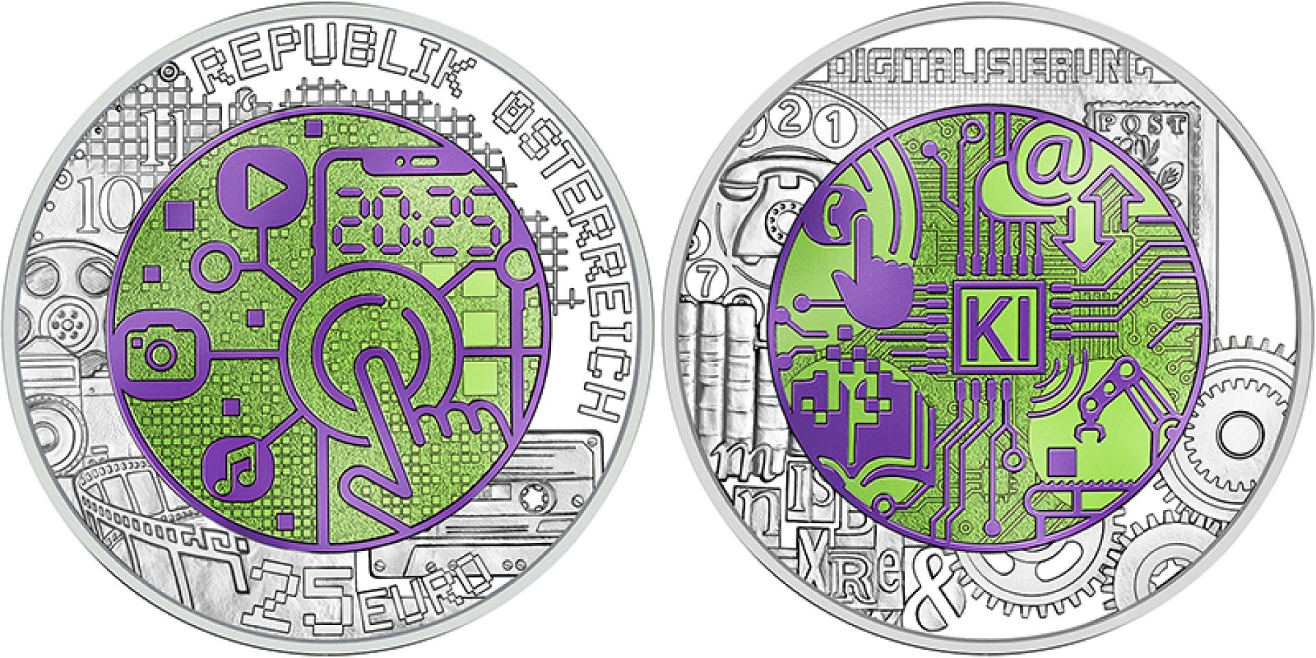 Moneda de plata y niobio de 25 euros, “Digitalization”