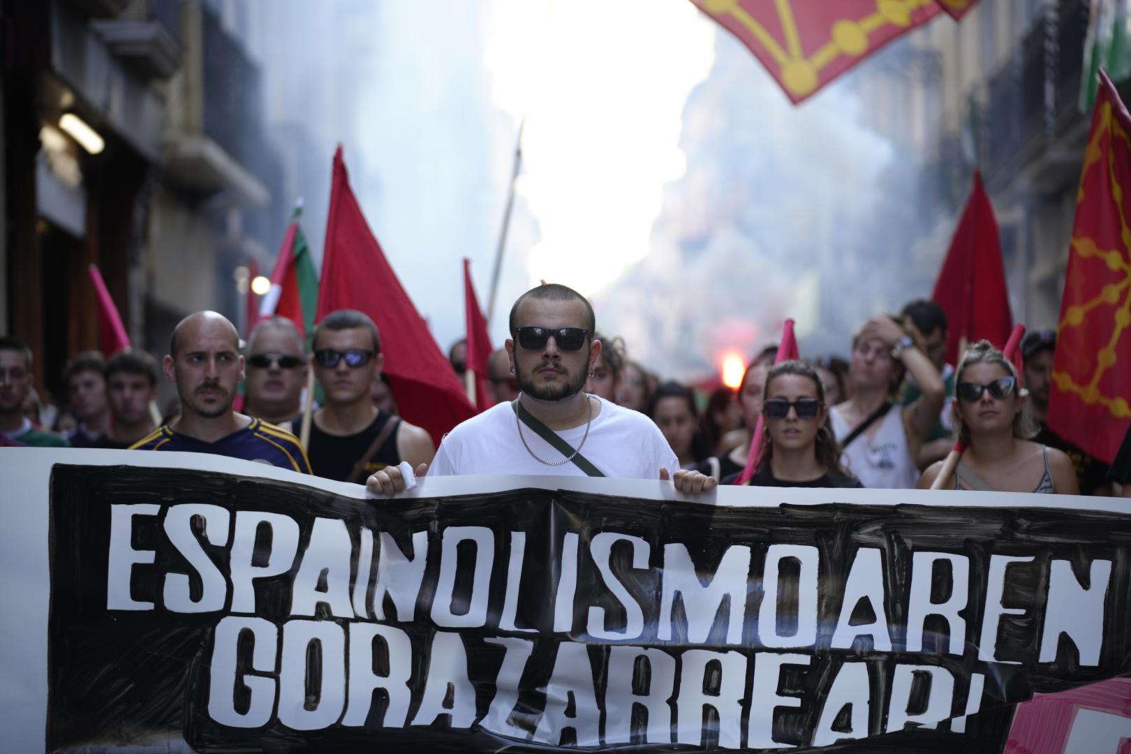 Manifestación de grupos radicales celebrada el pasado 19 de julio en Pamplona en contra de la Selección Española de fútbol
