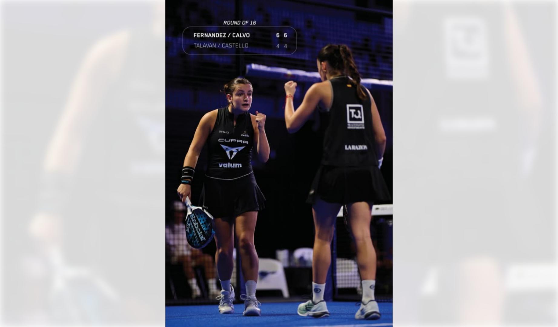 Martina Calvo y Claudia Fernández celebran el triunfo contra Talavan y Castello