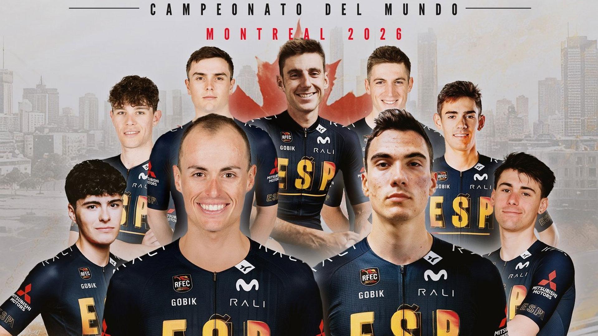 Imagen con la que la Federación Española de Ciclismo ha dado a conocer a la selección masculina que participará en el Campeonato del Mundo de Montreal