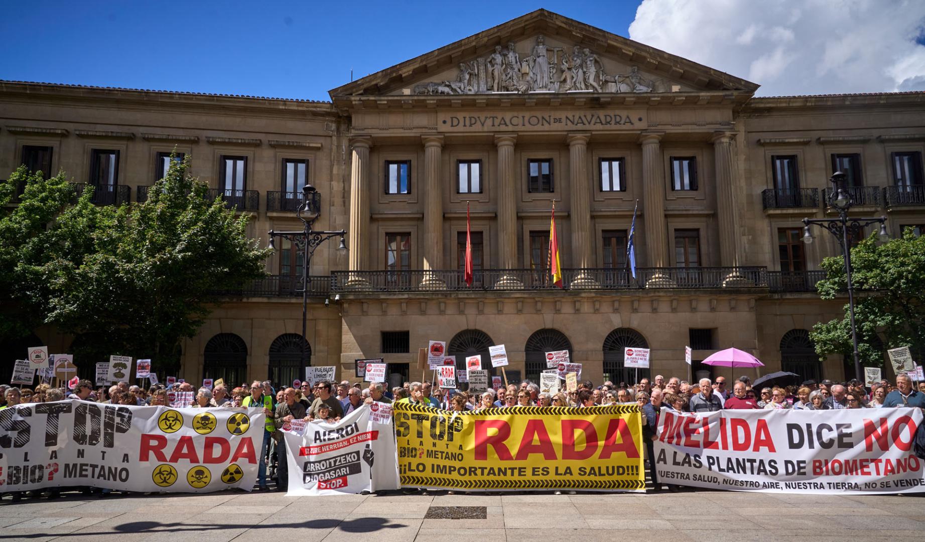 Concentración celebrada el pasado mes de mayo en Pamplona contra las plantas de biogás