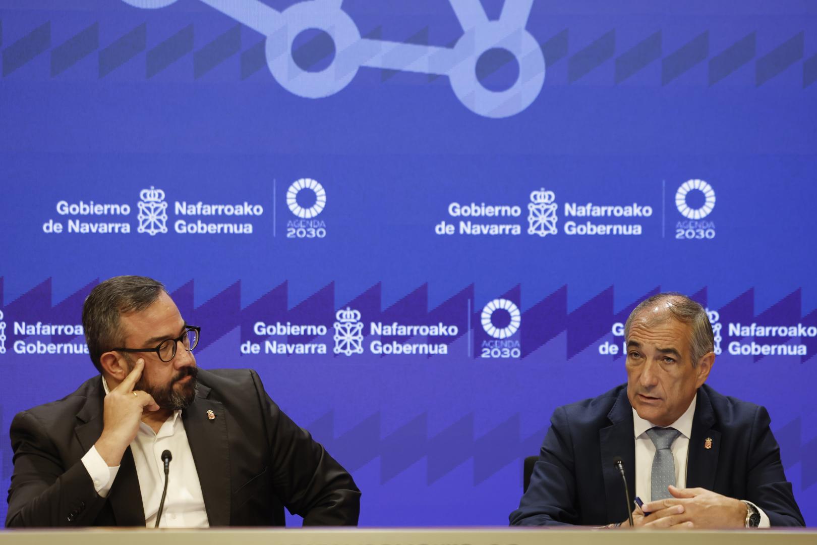 Javier Remírez y Óscar Chivite, en rueda de prensa el 9 de septiembre
